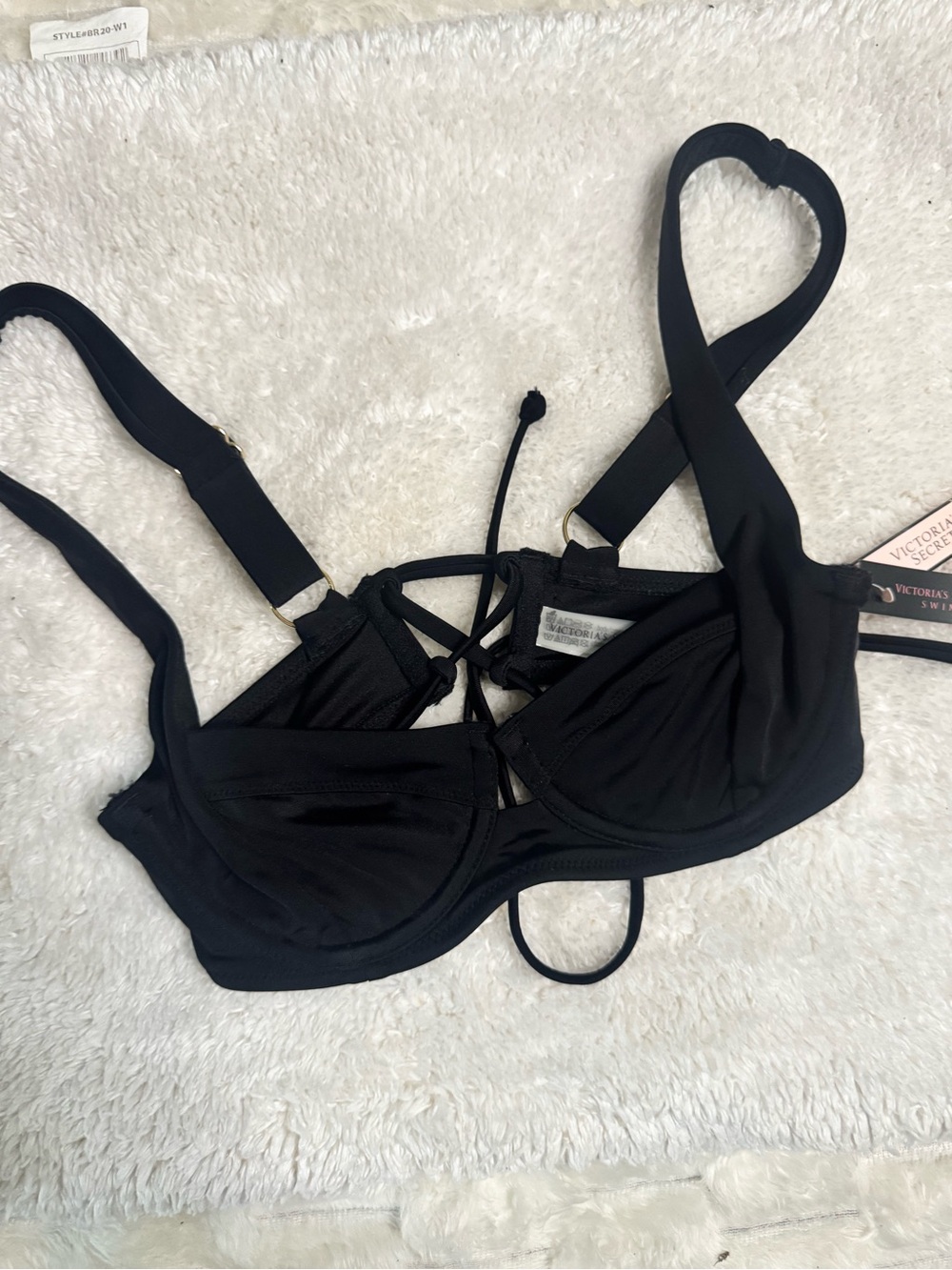 Victoria's Secret Black Lace-Up Underwire Bikini Top